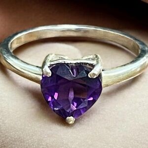 Sterling Silver Amethyst Heart Ring